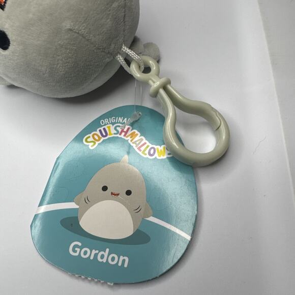 NWT Squishmallows Clip On Gordon The Gray Finned Shark 3.5" Plush Soft Toy - Picture 3 of 3